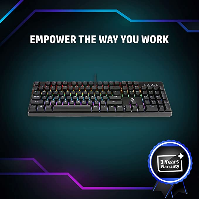 Keyboard and HP GK320 Wired Full Size RGB Backlight Mechanical Gaming