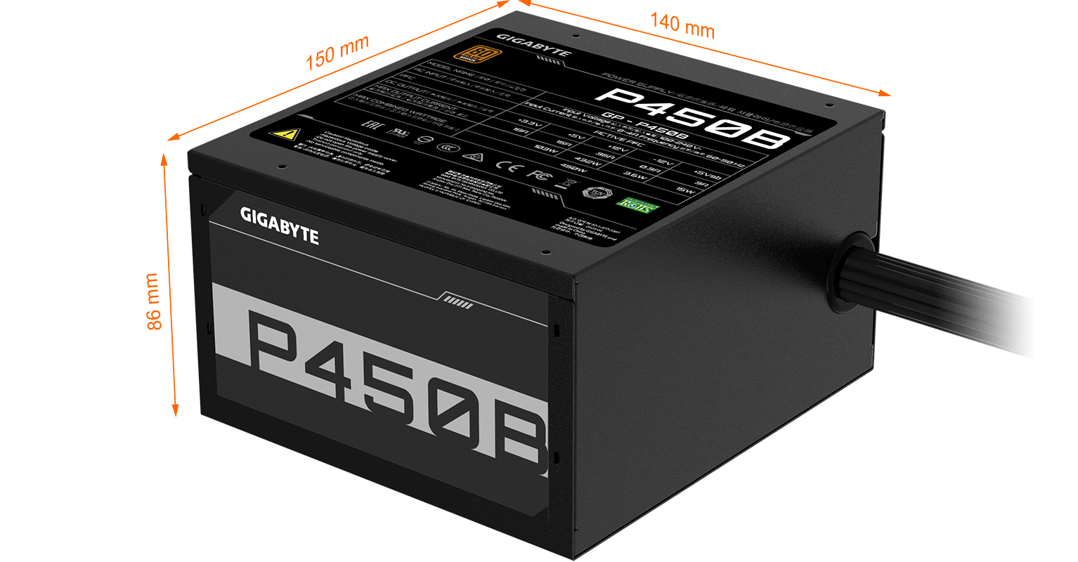 SMPS 450WATT GIGABYTE GP-P450B 80 PLUS BRONZE
