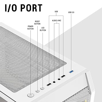 Cabinet Ant Esports 200 Air Mini Mesh WHITE GAMING CASE M-ATX