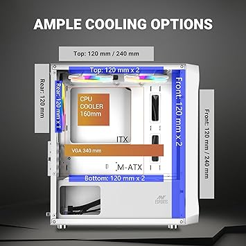 CABINET Ant Esports 100 Air Mini M ATX GAMING CASE White