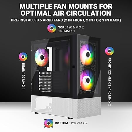 Cabinet Ant Esports Pepper 5F gaming ATX CASE BLACK