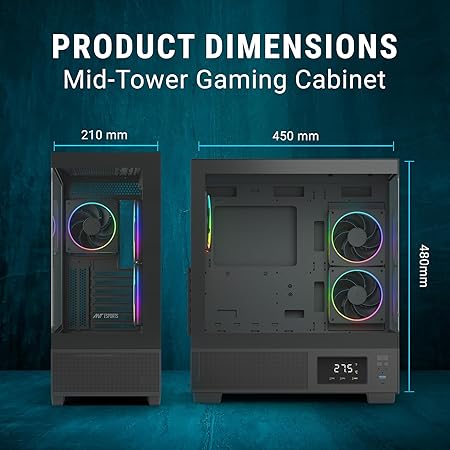 Cabinet Ant Esports Crystal X3 LCD GAMING CASE BLACK