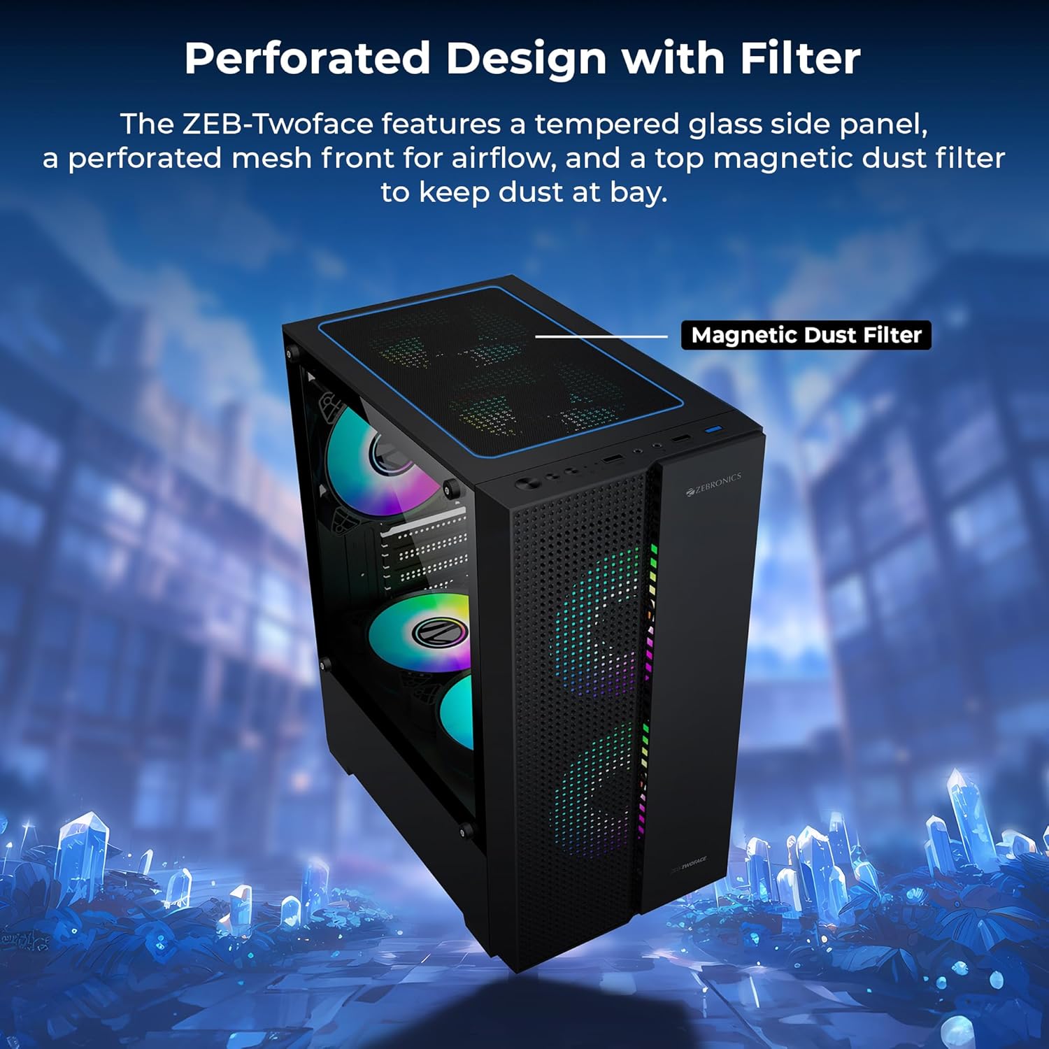 cabinet TWOFACE Premium Gaming ZEBRONICS black