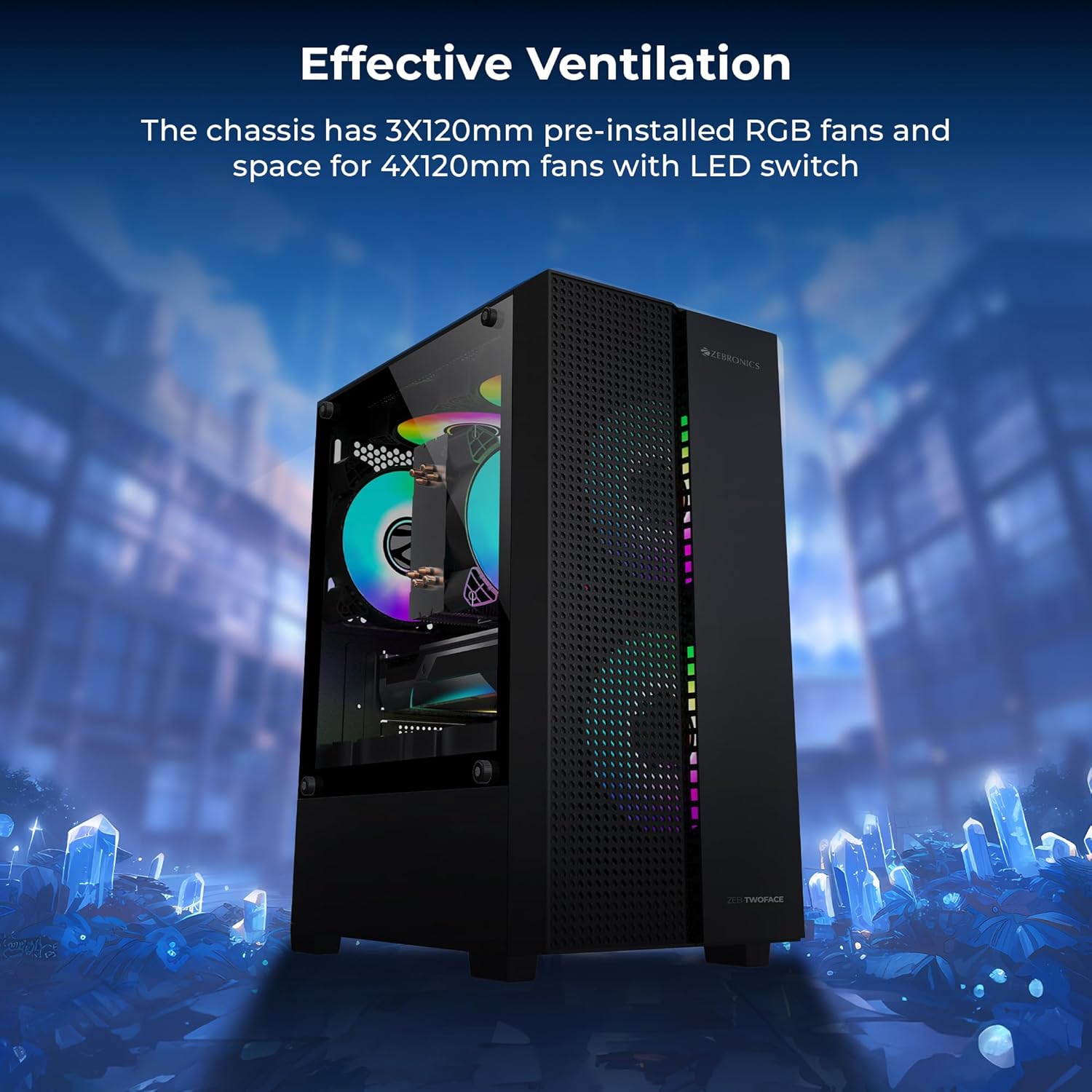 cabinet TWOFACE Premium Gaming ZEBRONICS black