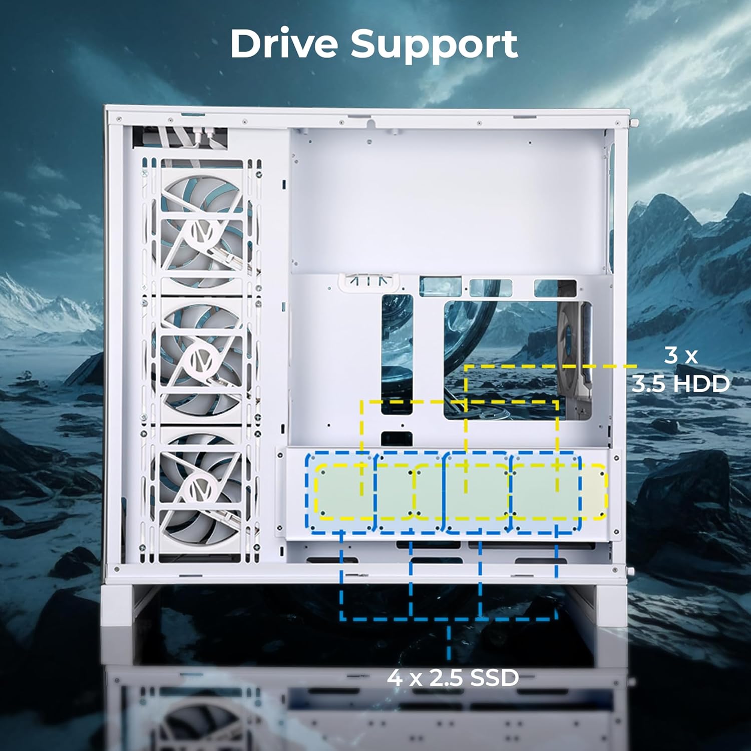 CABINET Shadowcore Premium Gaming Case, Full-Tower, EATX, ATX, 5 ARGB Fans WHITE