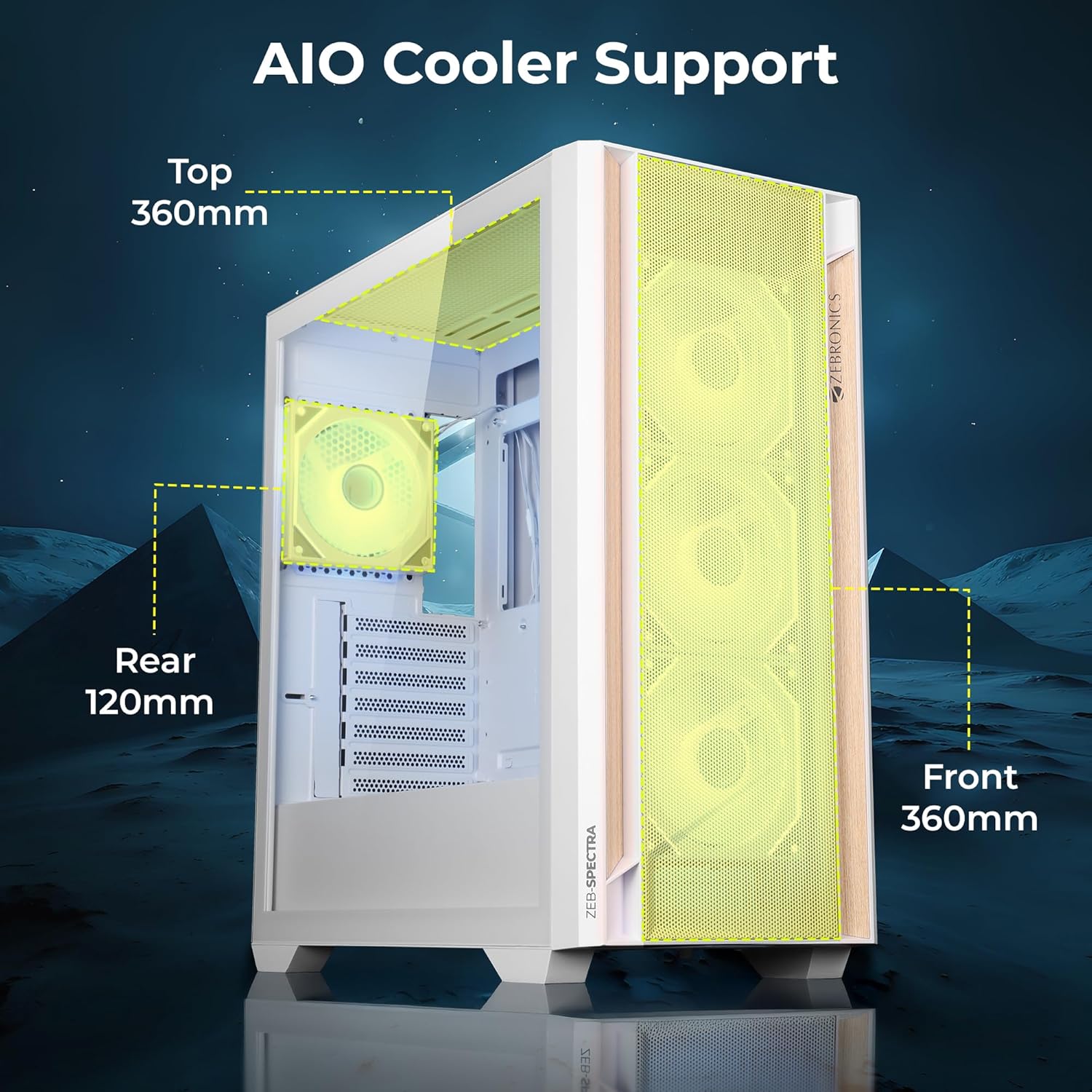 CABINET Spectra Premium Gaming Cabinet Zebronics White