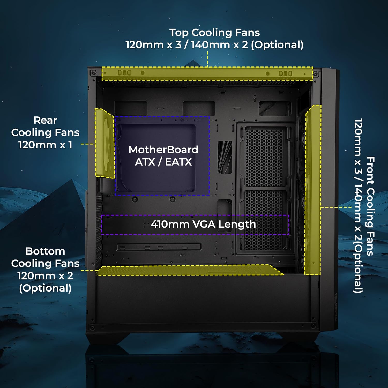 CABINET Spectra Premium Gaming Cabinet Zebronics BLACK