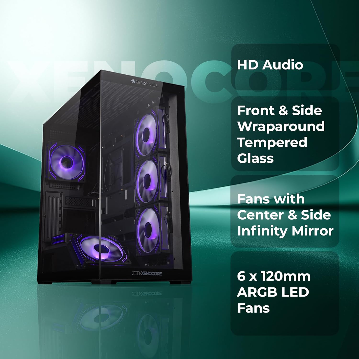 CABINET Xenocore Premium Gaming Case Zebronics Black