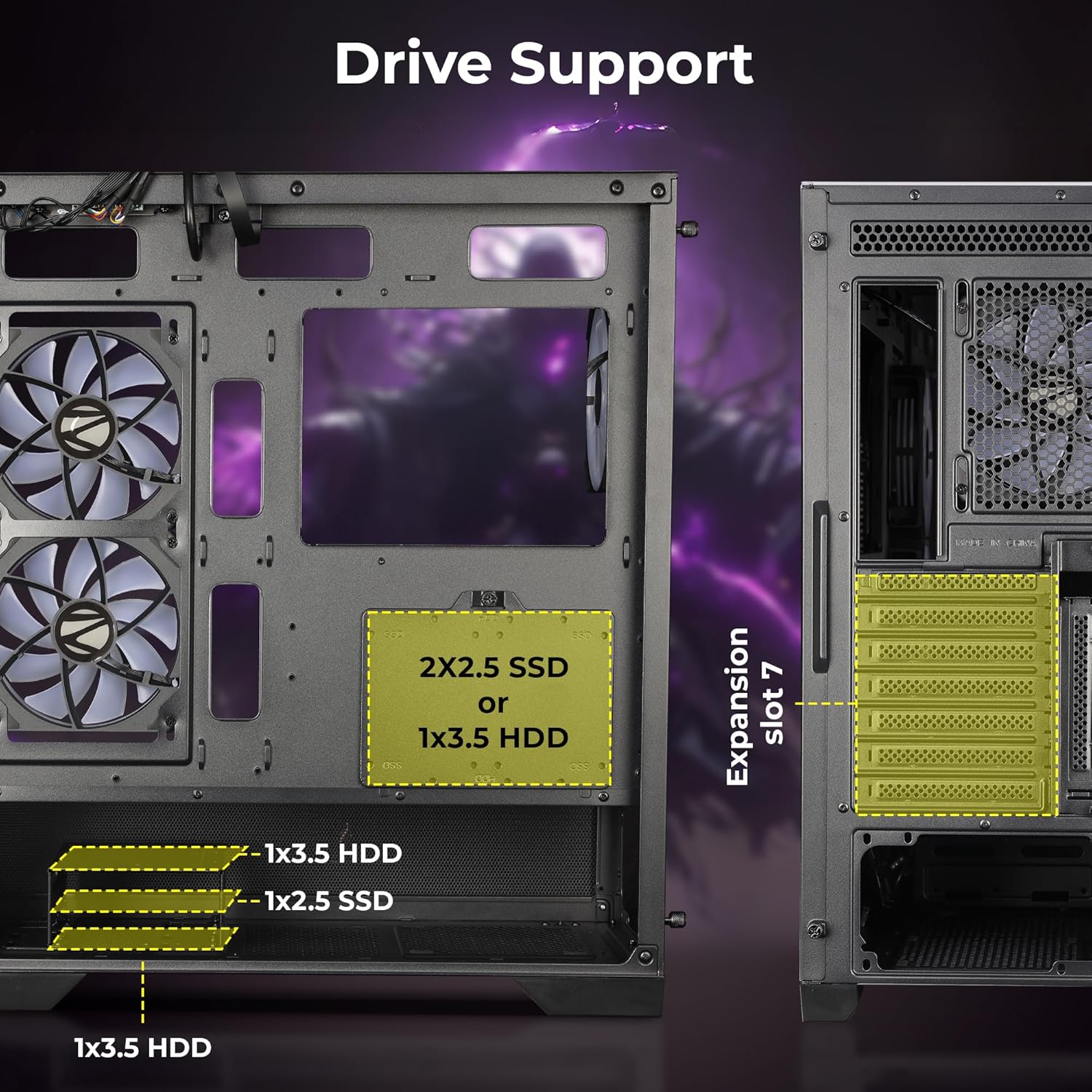 CABINET Atlas Premium Gaming Cabinet ZEBRONICS BLACK