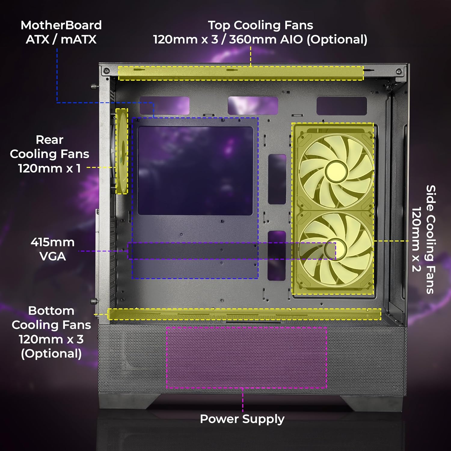 CABINET Atlas Premium Gaming Cabinet ZEBRONICS BLACK